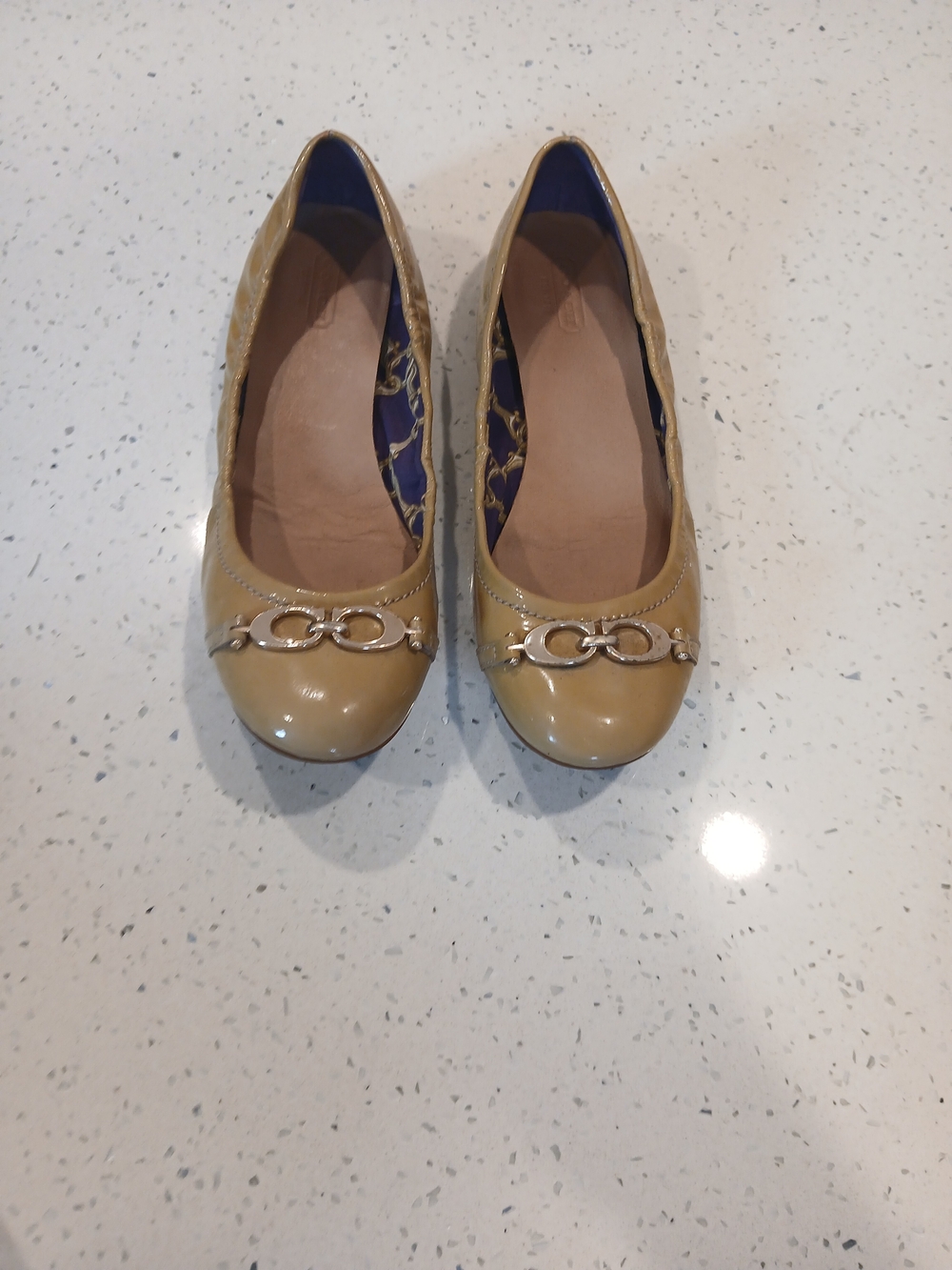 Coach Women's Patent Leather Flats in Mustard
